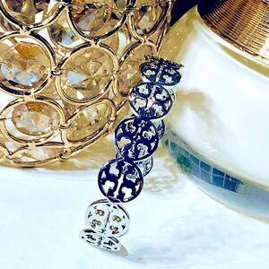 TORY BURCH CIRCLE LOGO SILVER BRACELET